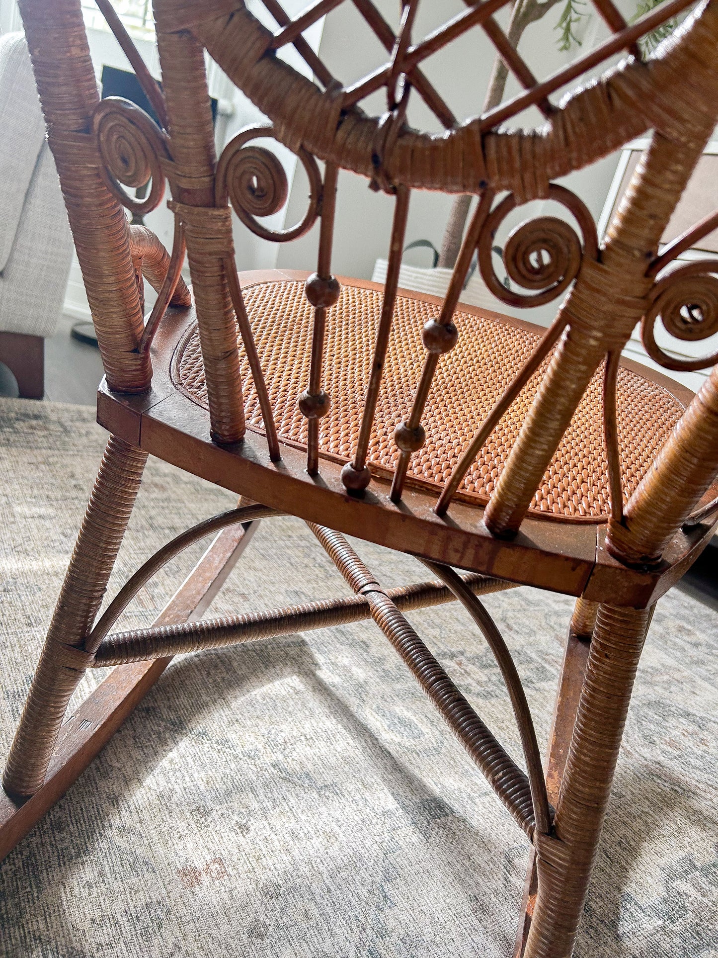 wicker peacock rocking chair