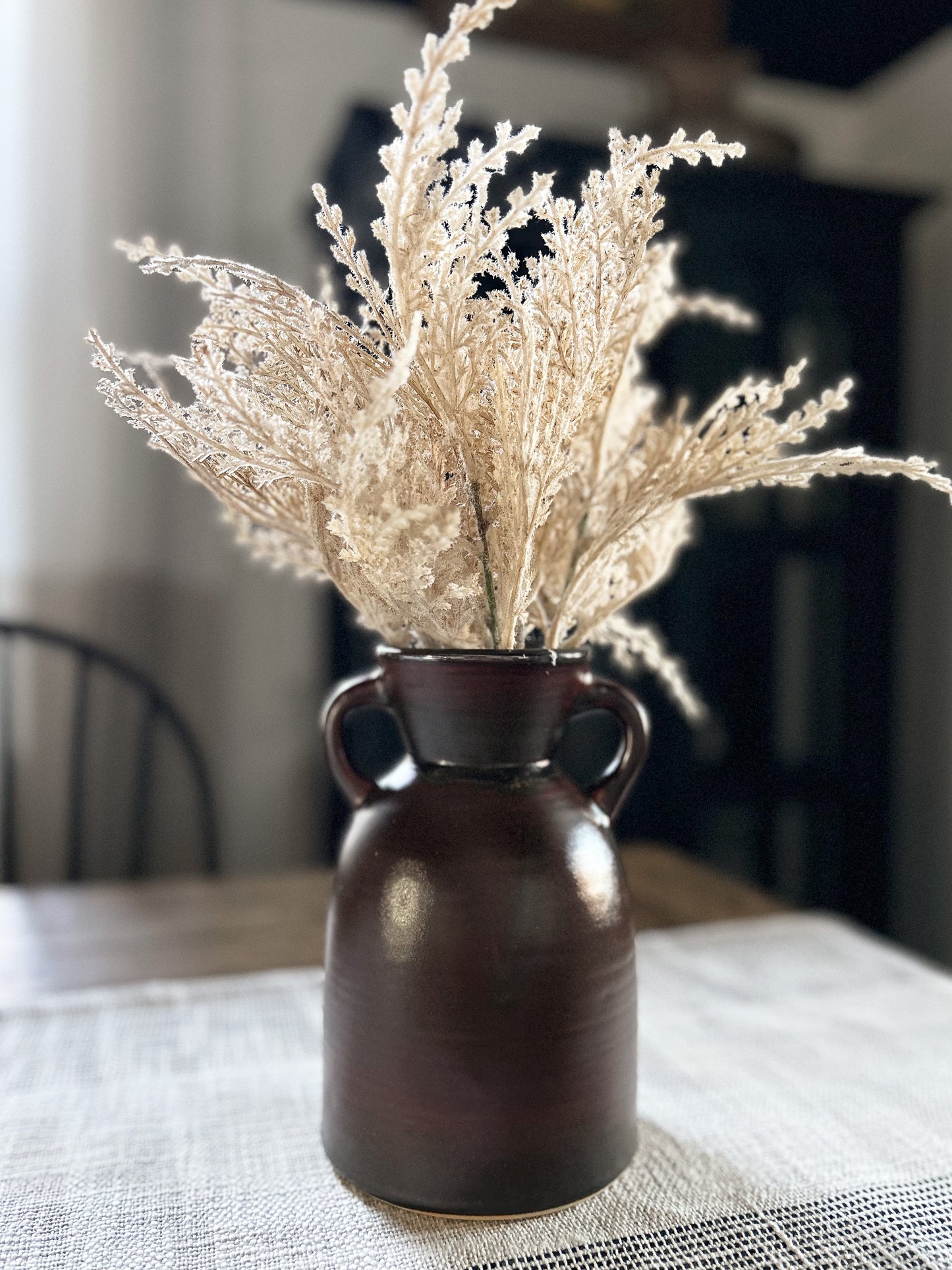double handled brown vase