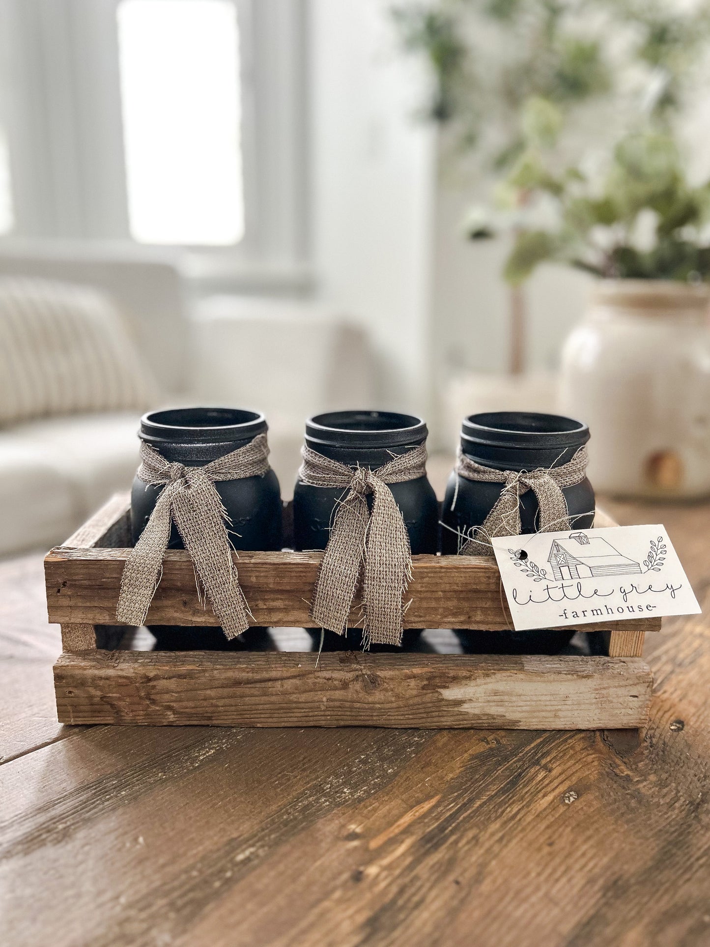 reclaimed wood mason jar centerpiece