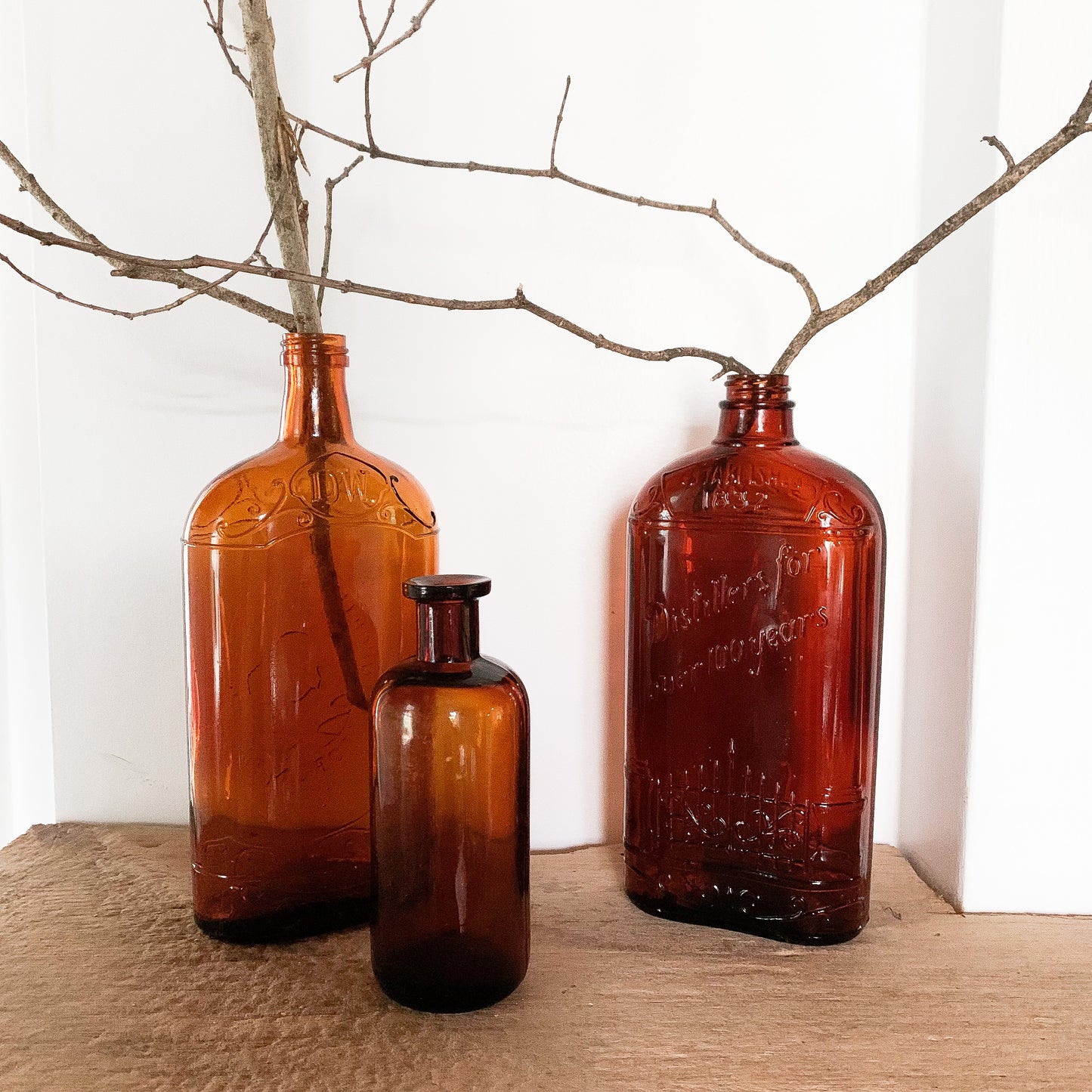 vintage amber glass trio 1