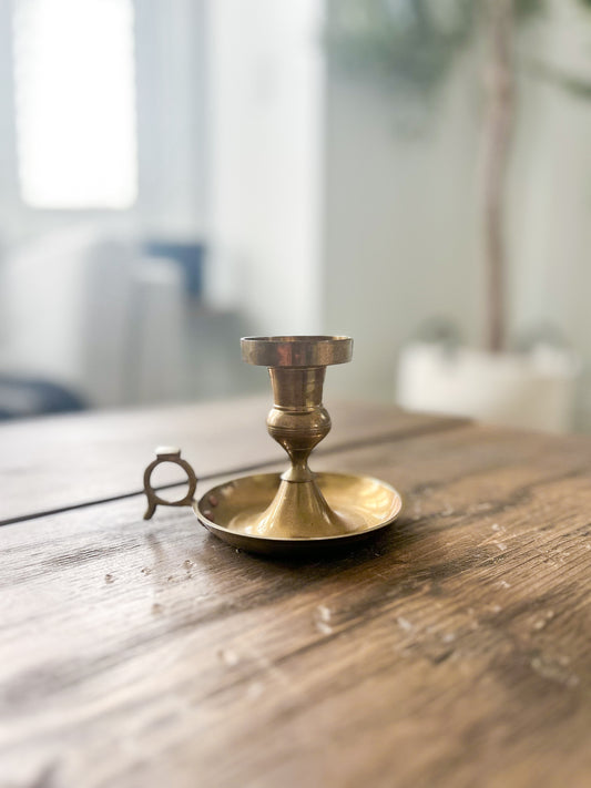 solid brass handmade candlestick with handle