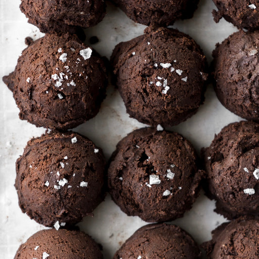 salted double chocolate sourdough cookies