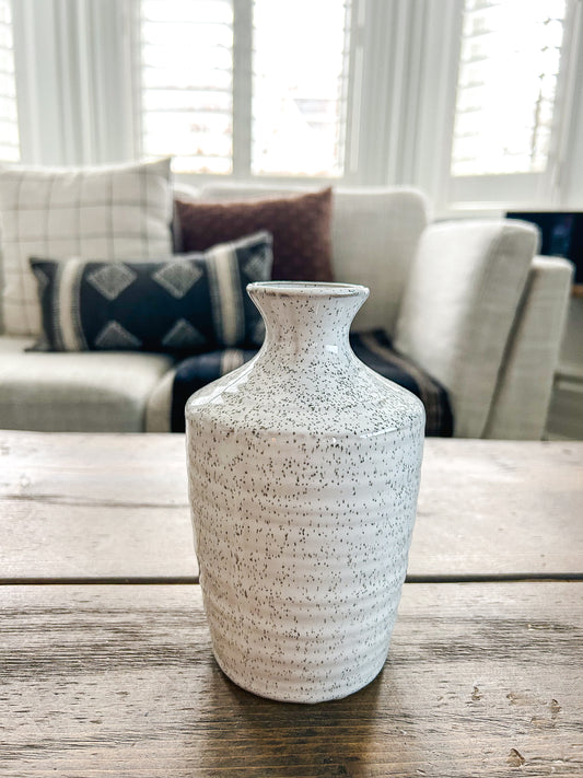 speckled white vase