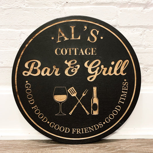 personalized bar & grill engraved sign