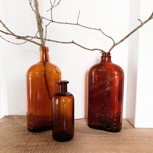 vintage amber glass trio 1