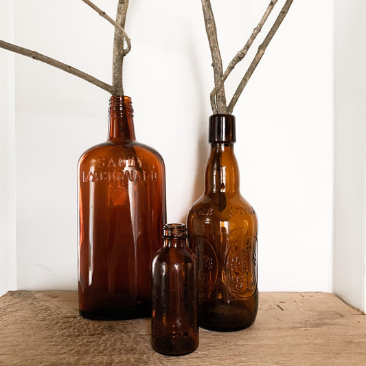 vintage amber glass trio 2